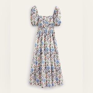 Boden Sweetheart Linen Dress-Ivory Wild Bluebell Size 6R